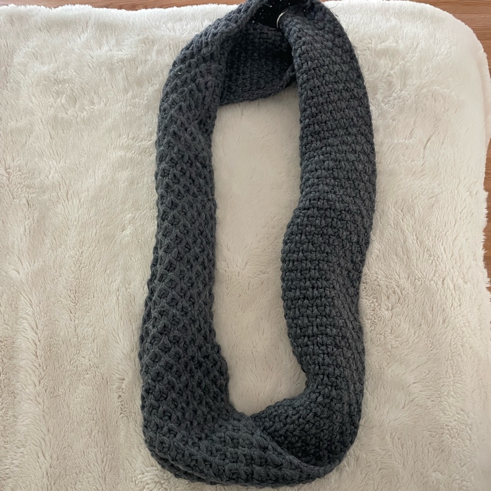 Gray Knitted Infinity Scarf